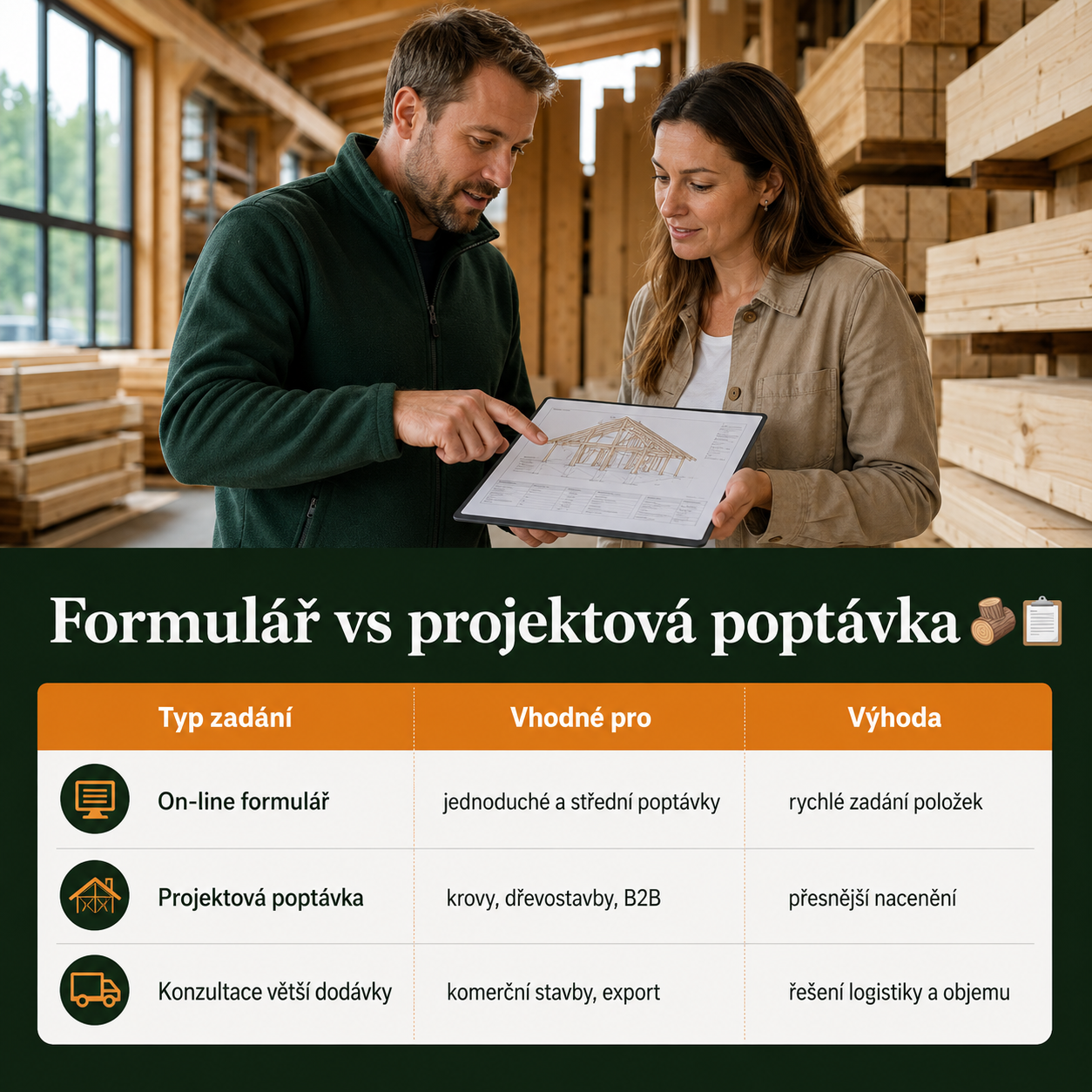 Srovnání on-line formuláře a projektové poptávky