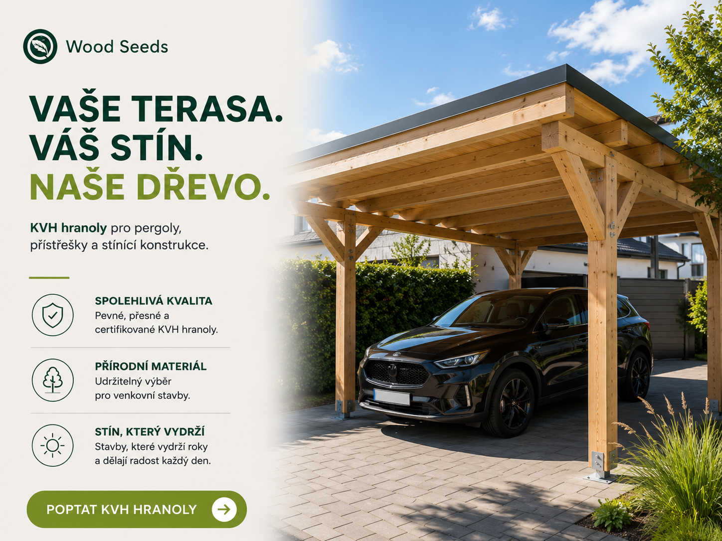 Terasa a carport z KVH hranolů