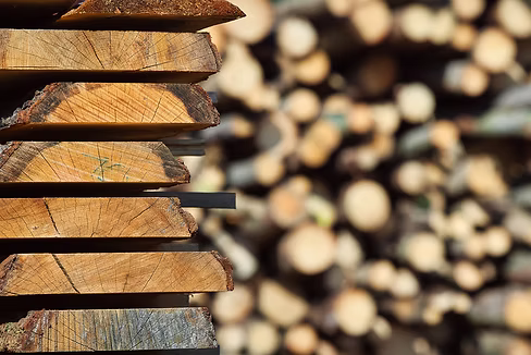 Přesně srovnané balíky hoblovaných hranolů ve skladu Wood Seeds